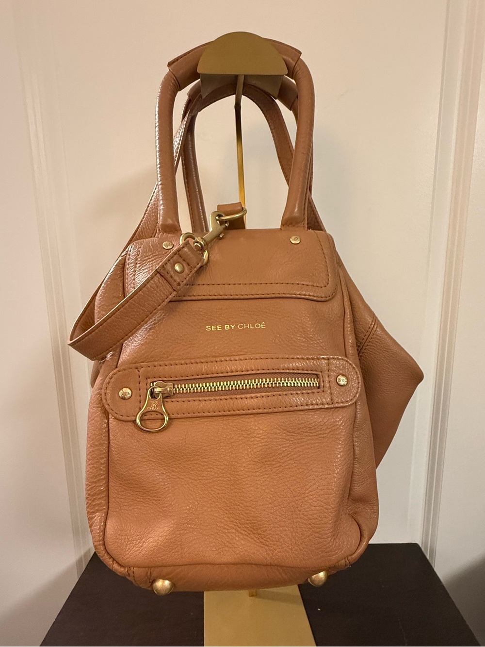 See By Chloé Cognac Leather Satchel Backpack